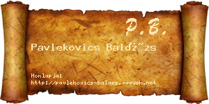 Pavlekovics Balázs névjegykártya
